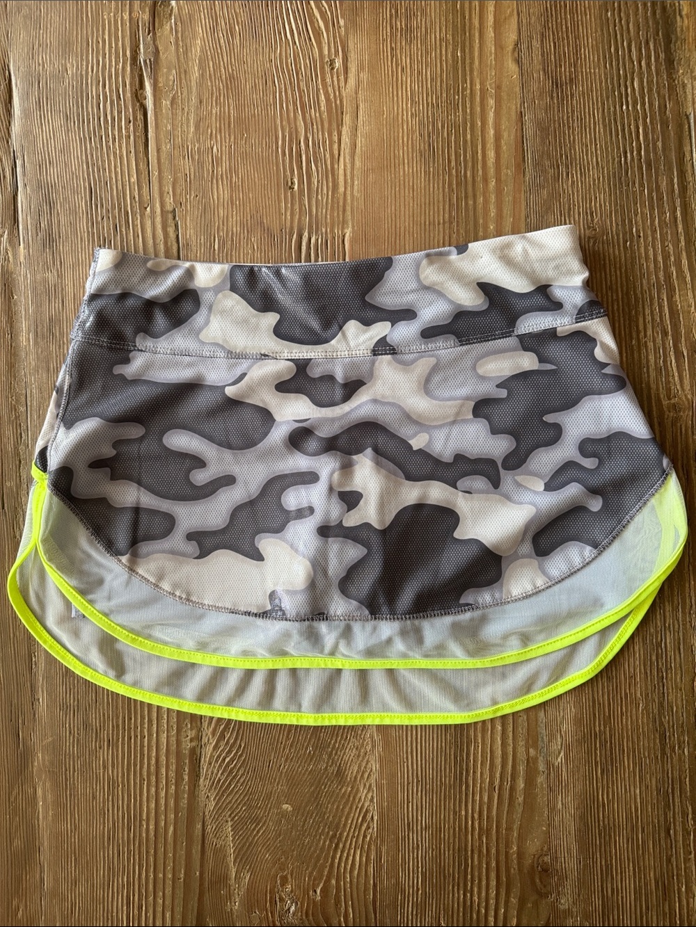 Lucky in Love Gray Camo Skort with Neon Yellow Trim